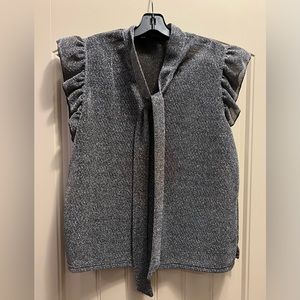 SHEIN Bow Tie Top with Ruffle Sleeves NWOT